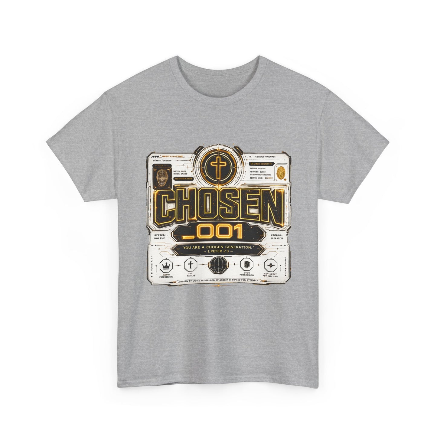Chosen .001 Graphic Tee — Faith-Inspired Vintage Tech Design