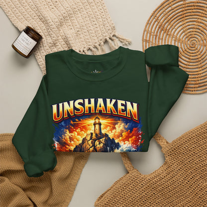 Unshaken Lighthouse Crewneck Sweatshirt — Inspirational Nautical Graphic