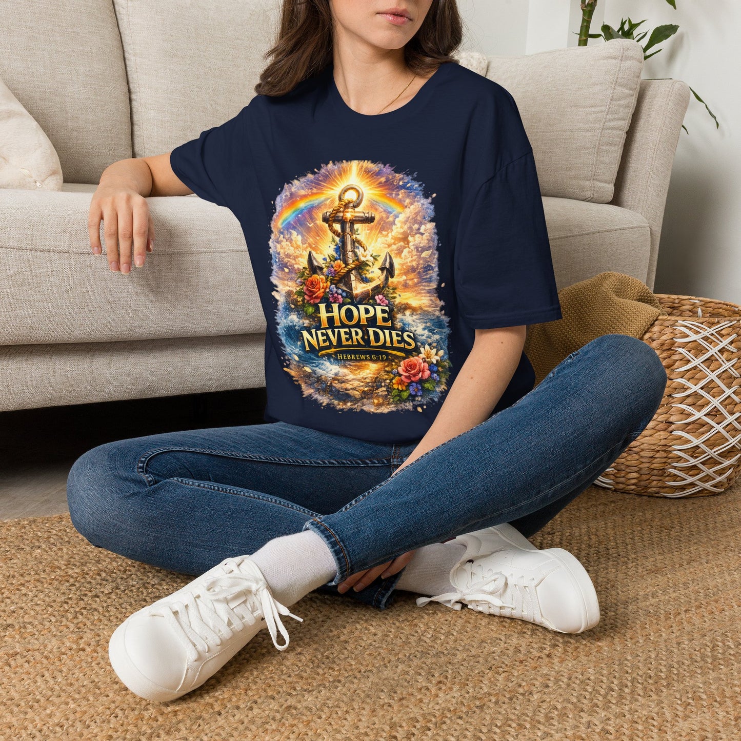 Anchor of Hope T-Shirt — "Hope Never Dies" Spiritual Nautical Tee