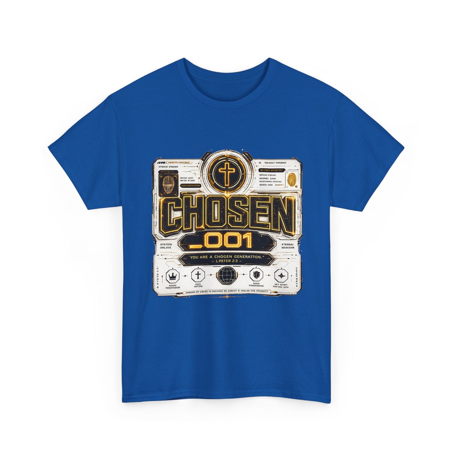 Chosen .001 Graphic Tee — Faith-Inspired Vintage Tech Design