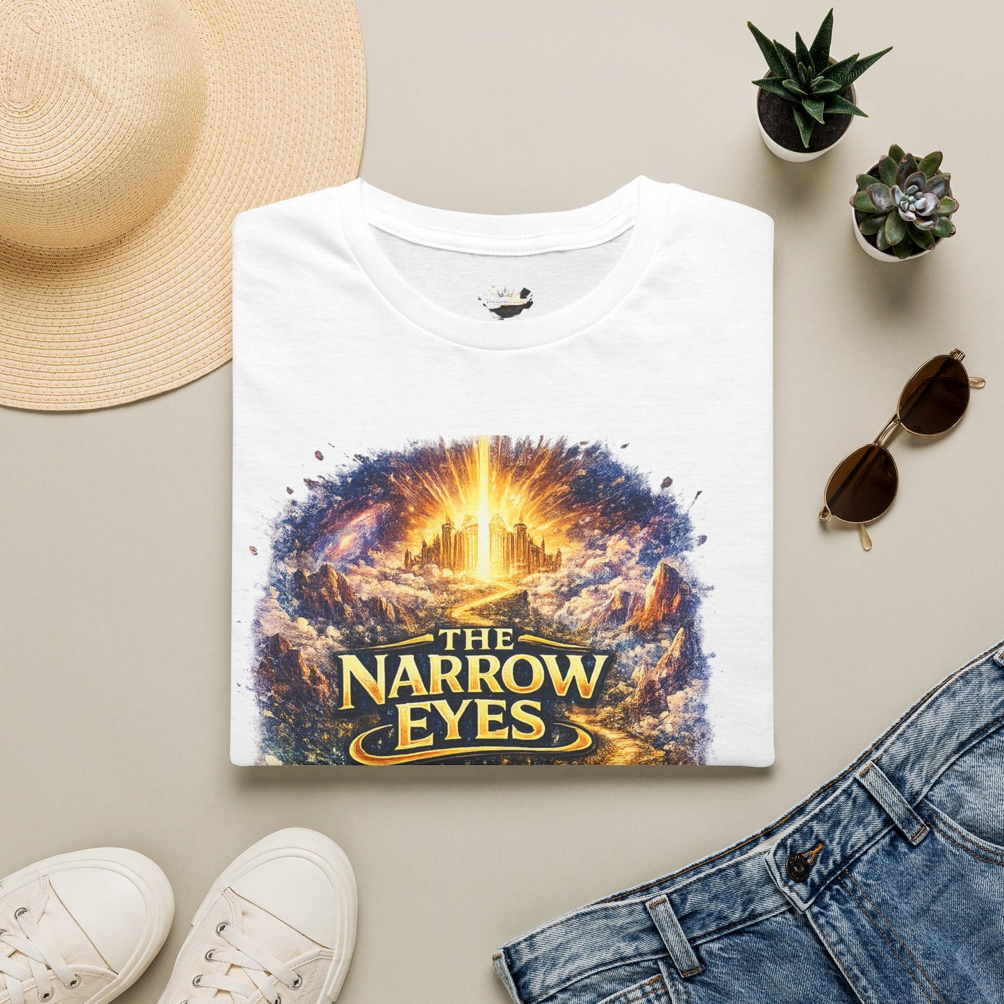 The Narrow Eyes Fantasy T-Shirt — Epic Castle & Mystical Path Graphic Tee