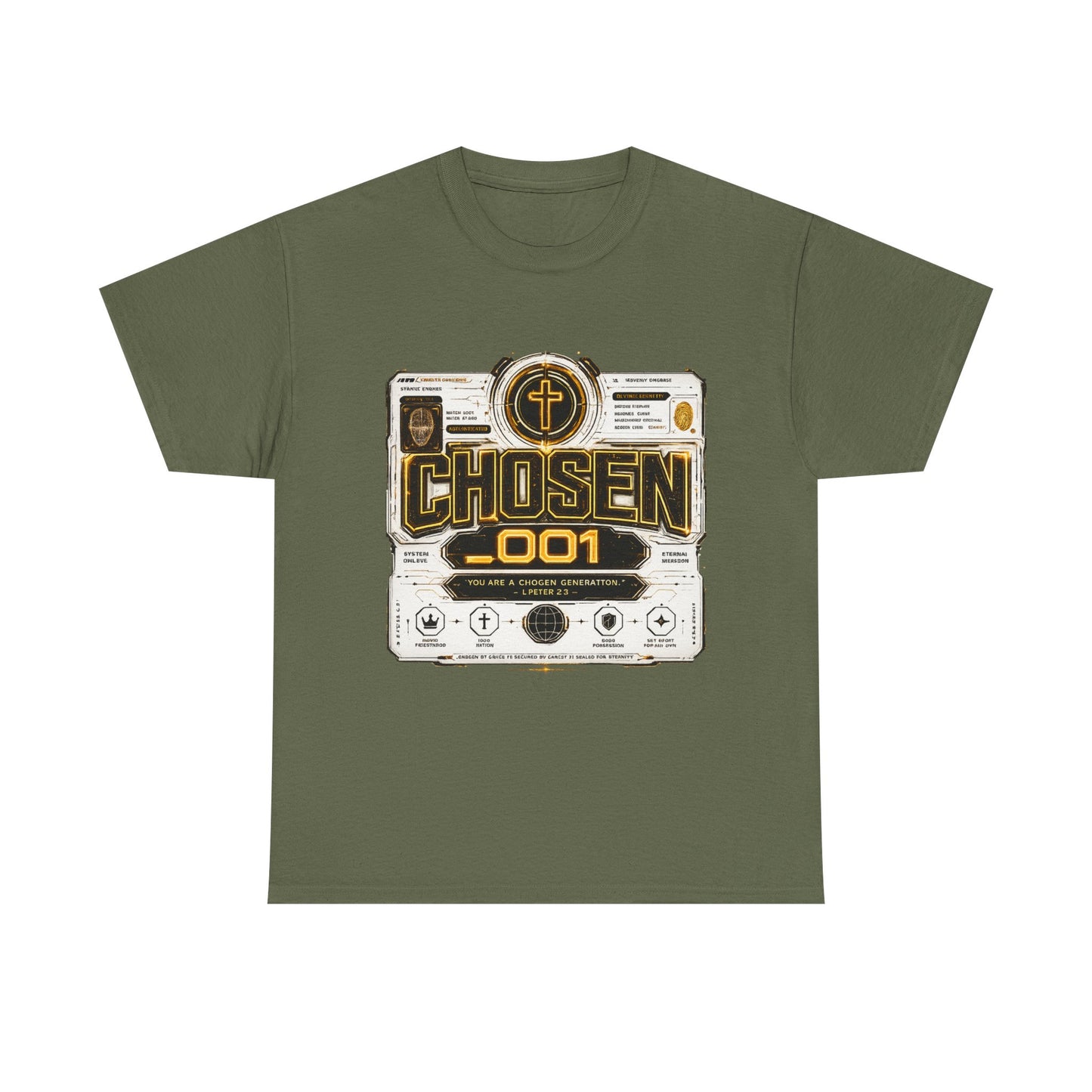 Chosen .001 Graphic Tee — Faith-Inspired Vintage Tech Design