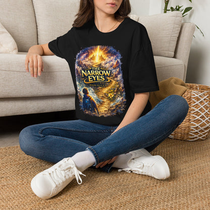 The Narrow Eyes Fantasy T-Shirt — Epic Castle & Mystical Path Graphic Tee