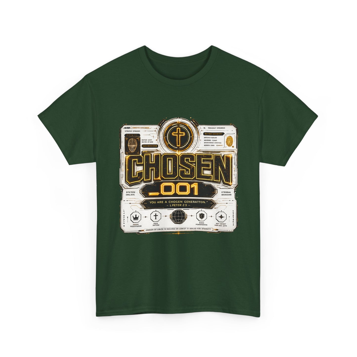 Chosen .001 Graphic Tee — Faith-Inspired Vintage Tech Design