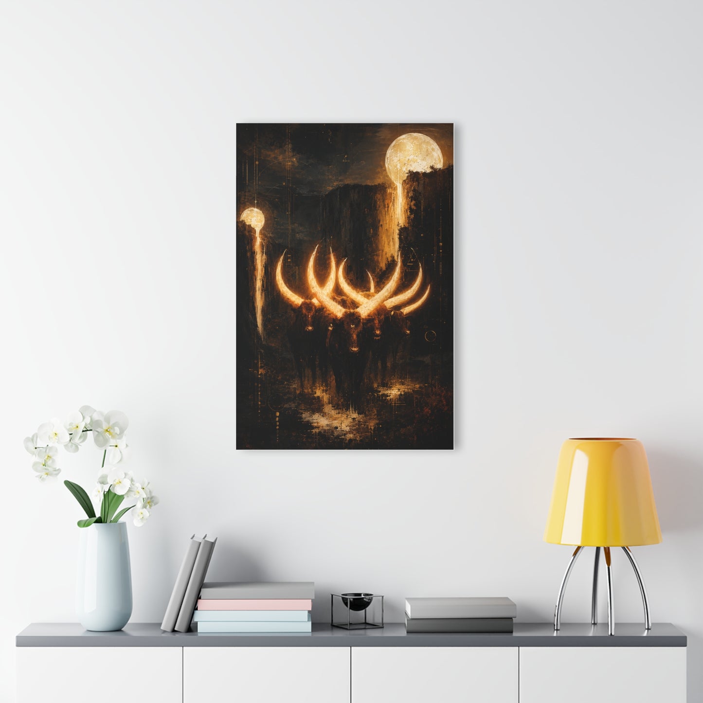 Mystic Moonlight Acrylic Print — Glowing Antler Nightscape (French Cleat Hanging)