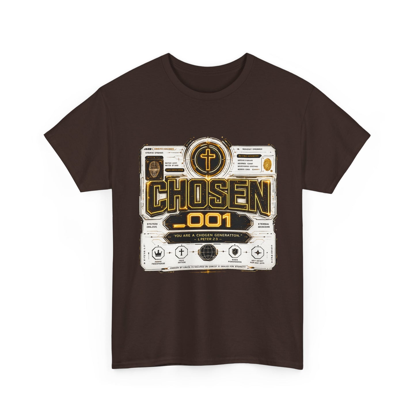 Chosen .001 Graphic Tee — Faith-Inspired Vintage Tech Design