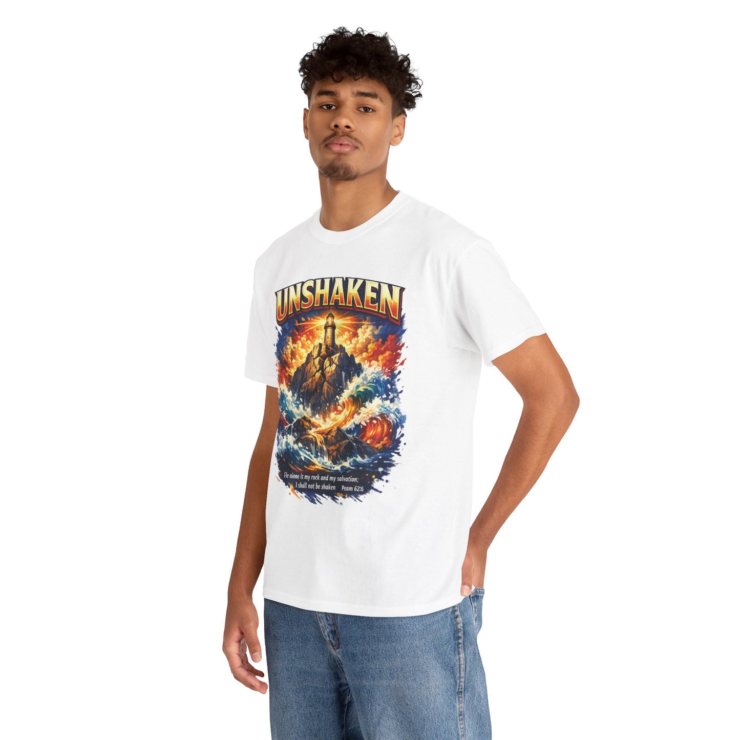 Unshaken Lighthouse Tee — Faith-Inspired Resilient Graphic T-Shirt