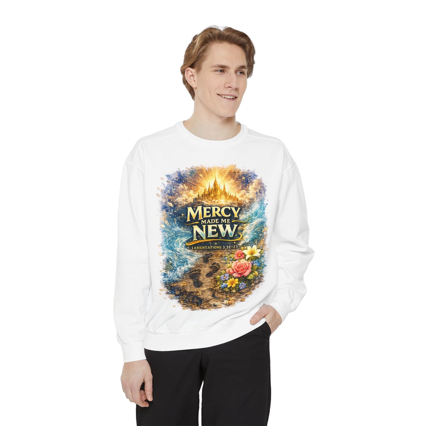 Mercy Made Me New Sweatshirt — Christian Inspirational Crewneck