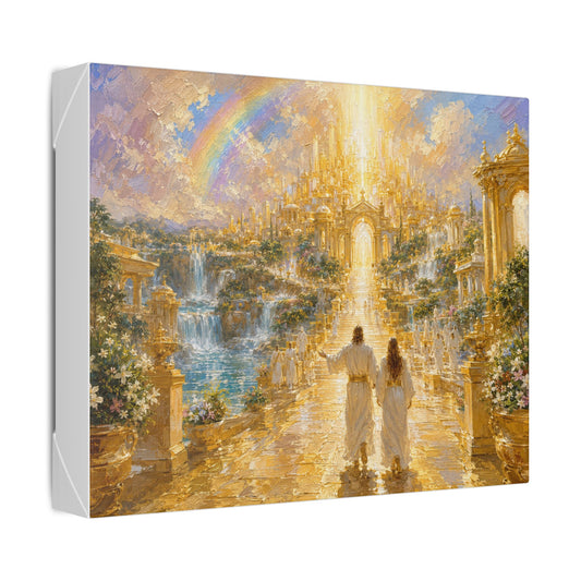 The City of Heaven Oil Painting | Biblical New Jerusalem Wall Art | Christian Canvas Print | Revelation 21 Inspired Artwork