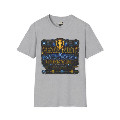 Fear Not Access T-Shirt — Futuristic Guardian Graphic Tee