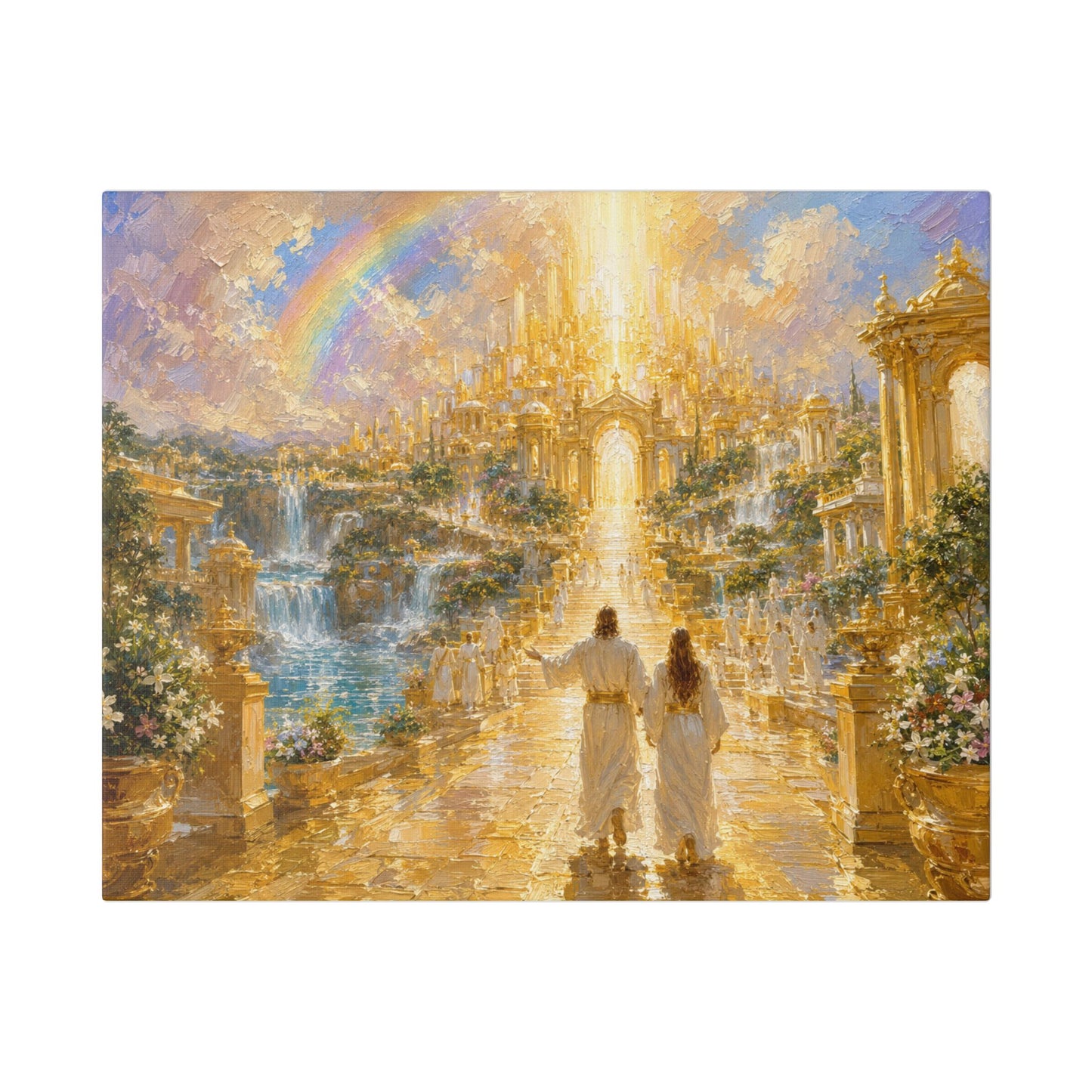 The City of Heaven Oil Painting | Biblical New Jerusalem Wall Art | Christian Canvas Print | Revelation 21 Inspired Artwork