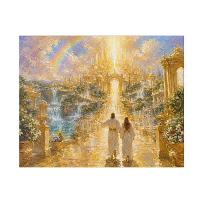 The City of Heaven Oil Painting | Biblical New Jerusalem Wall Art | Christian Canvas Print | Revelation 21 Inspired Artwork