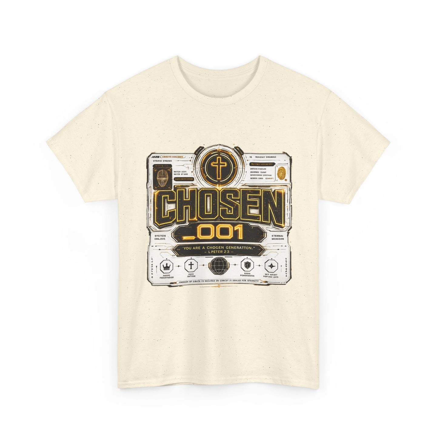 Chosen .001 Graphic Tee — Faith-Inspired Vintage Tech Design