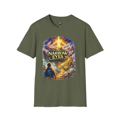 The Narrow Eyes Fantasy T-Shirt — Epic Castle & Mystical Path Graphic Tee