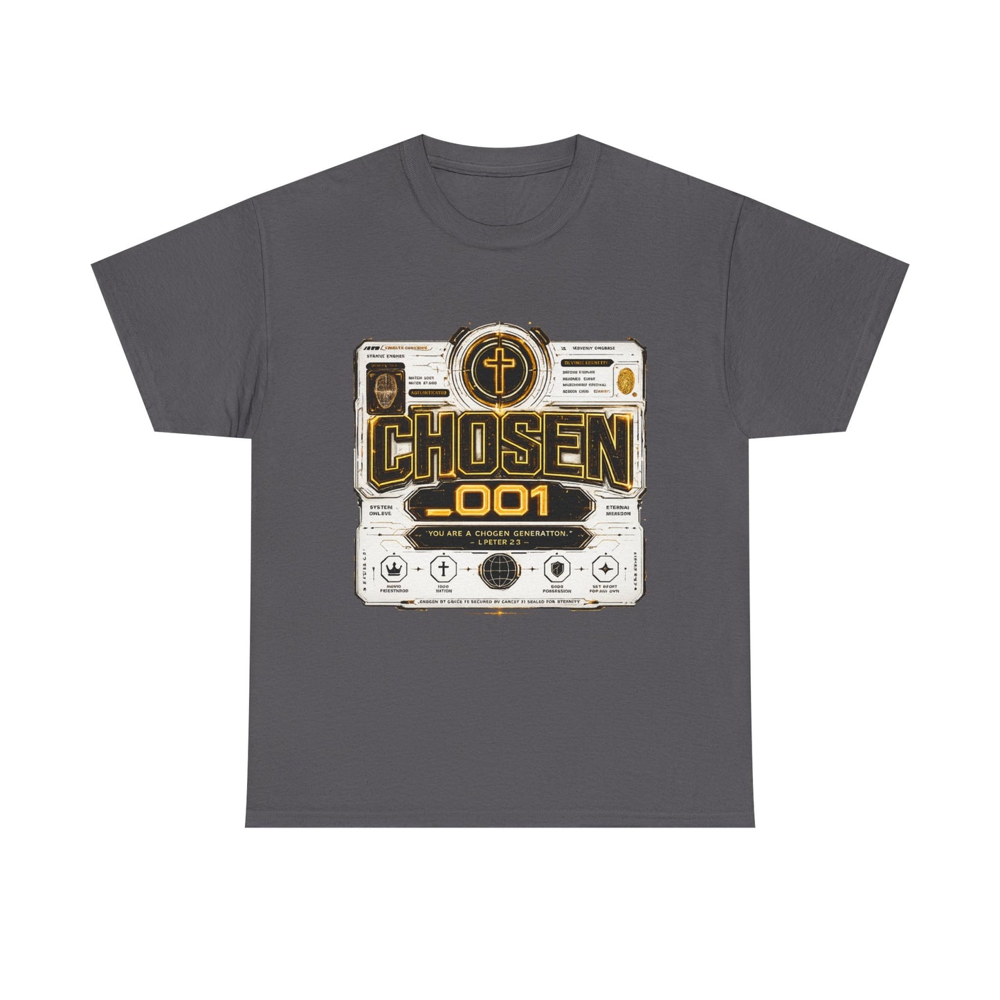 Chosen .001 Graphic Tee — Faith-Inspired Vintage Tech Design