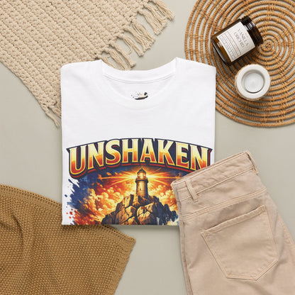 Unshaken Lighthouse Tee — Faith-Inspired Resilient Graphic T-Shirt