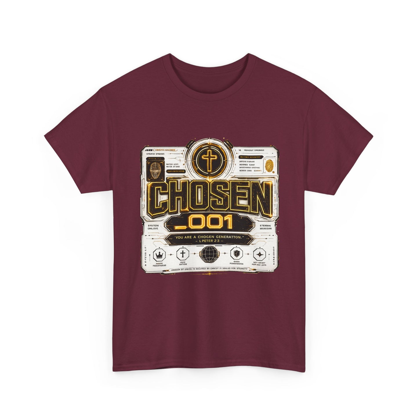 Chosen .001 Graphic Tee — Faith-Inspired Vintage Tech Design