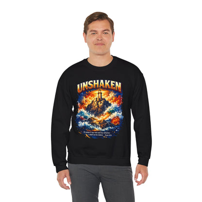Unshaken Lighthouse Crewneck Sweatshirt — Inspirational Nautical Graphic