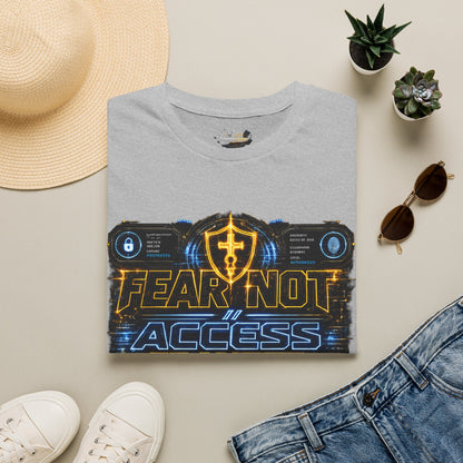 Fear Not Access T-Shirt — Futuristic Guardian Graphic Tee