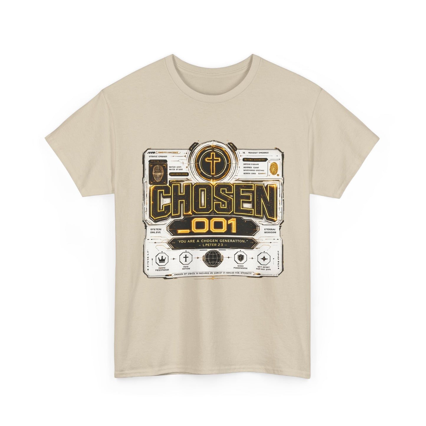 Chosen .001 Graphic Tee — Faith-Inspired Vintage Tech Design