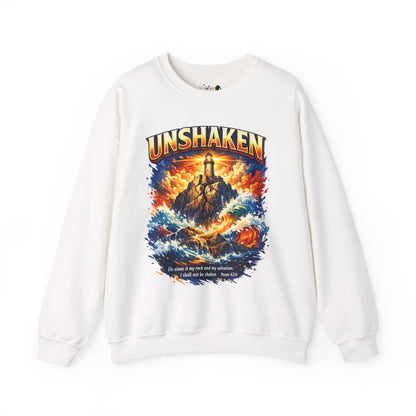 Unshaken Lighthouse Crewneck Sweatshirt — Inspirational Nautical Graphic