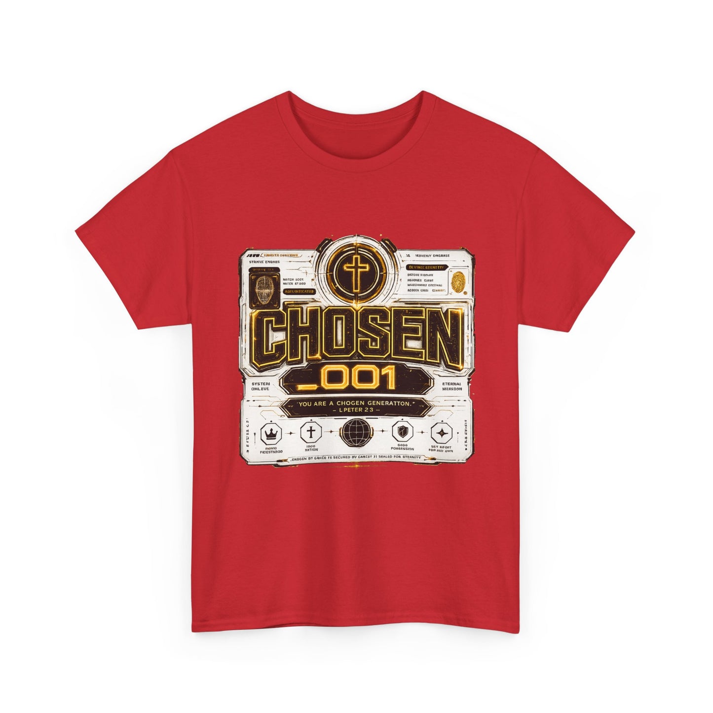 Chosen .001 Graphic Tee — Faith-Inspired Vintage Tech Design