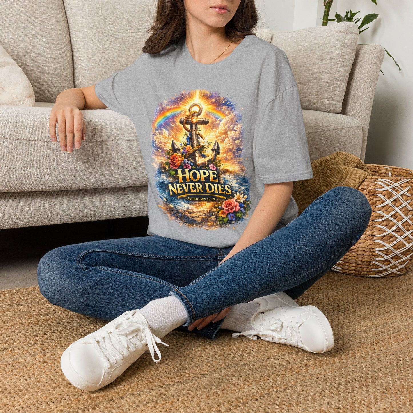 Anchor of Hope T-Shirt — "Hope Never Dies" Spiritual Nautical Tee