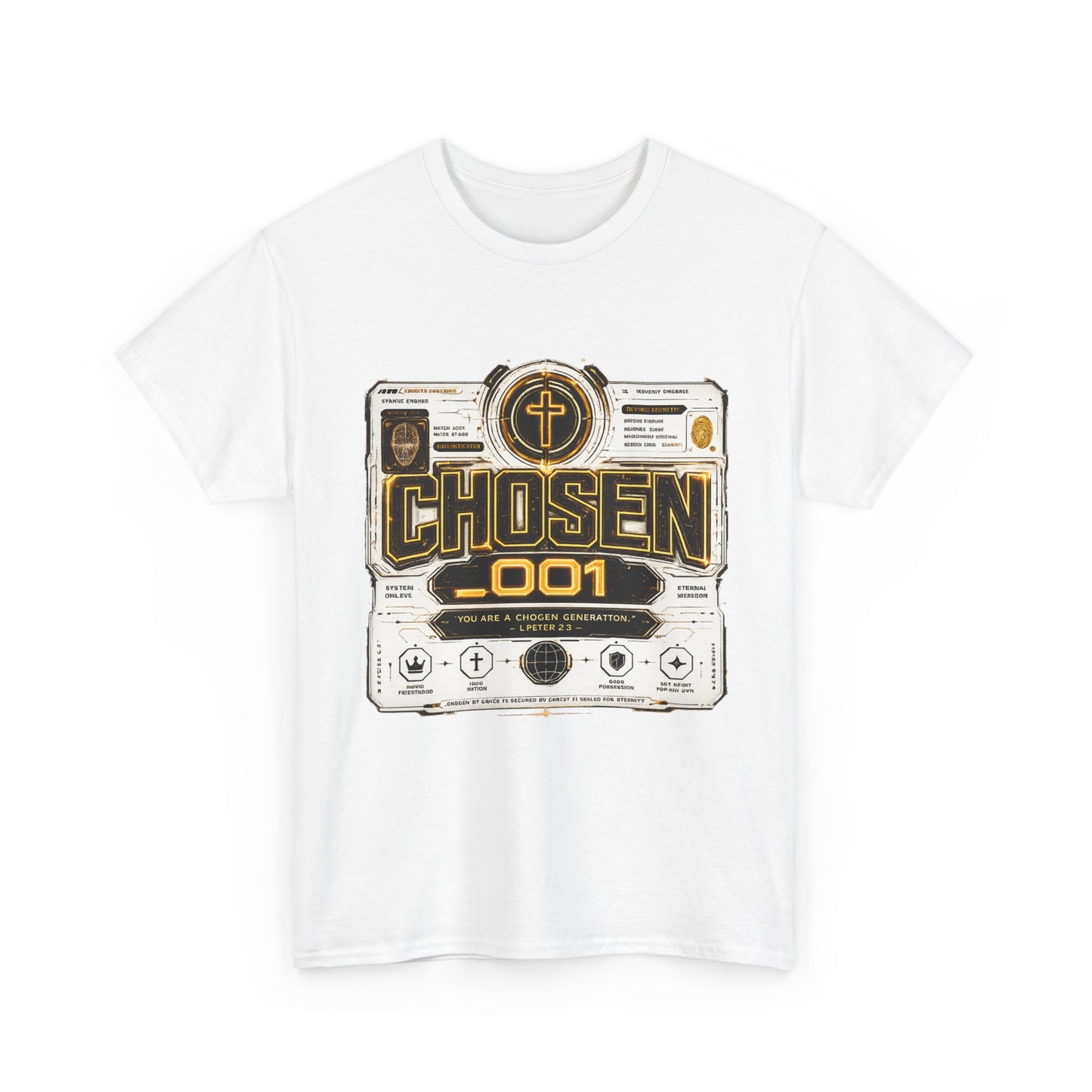 Chosen .001 Graphic Tee — Faith-Inspired Vintage Tech Design