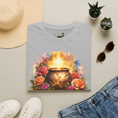 T-Shirt — "Redeemed & Restored" Glowing Cauldron Floral Graphic