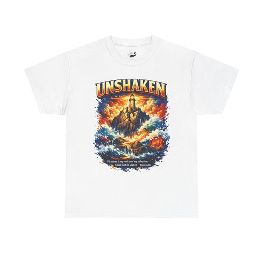 Unshaken Lighthouse Tee — Faith-Inspired Resilient Graphic T-Shirt