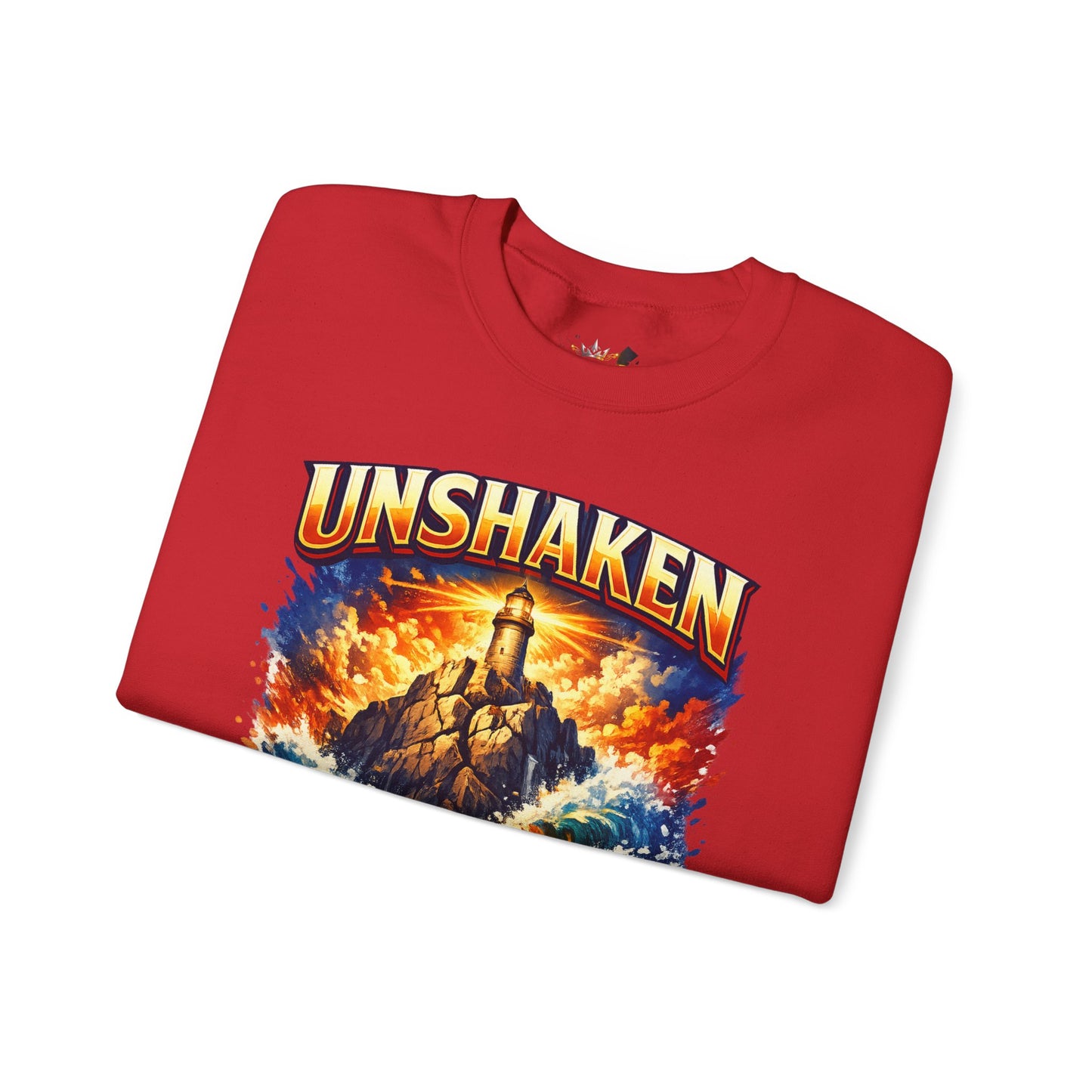 Unshaken Lighthouse Crewneck Sweatshirt — Inspirational Nautical Graphic