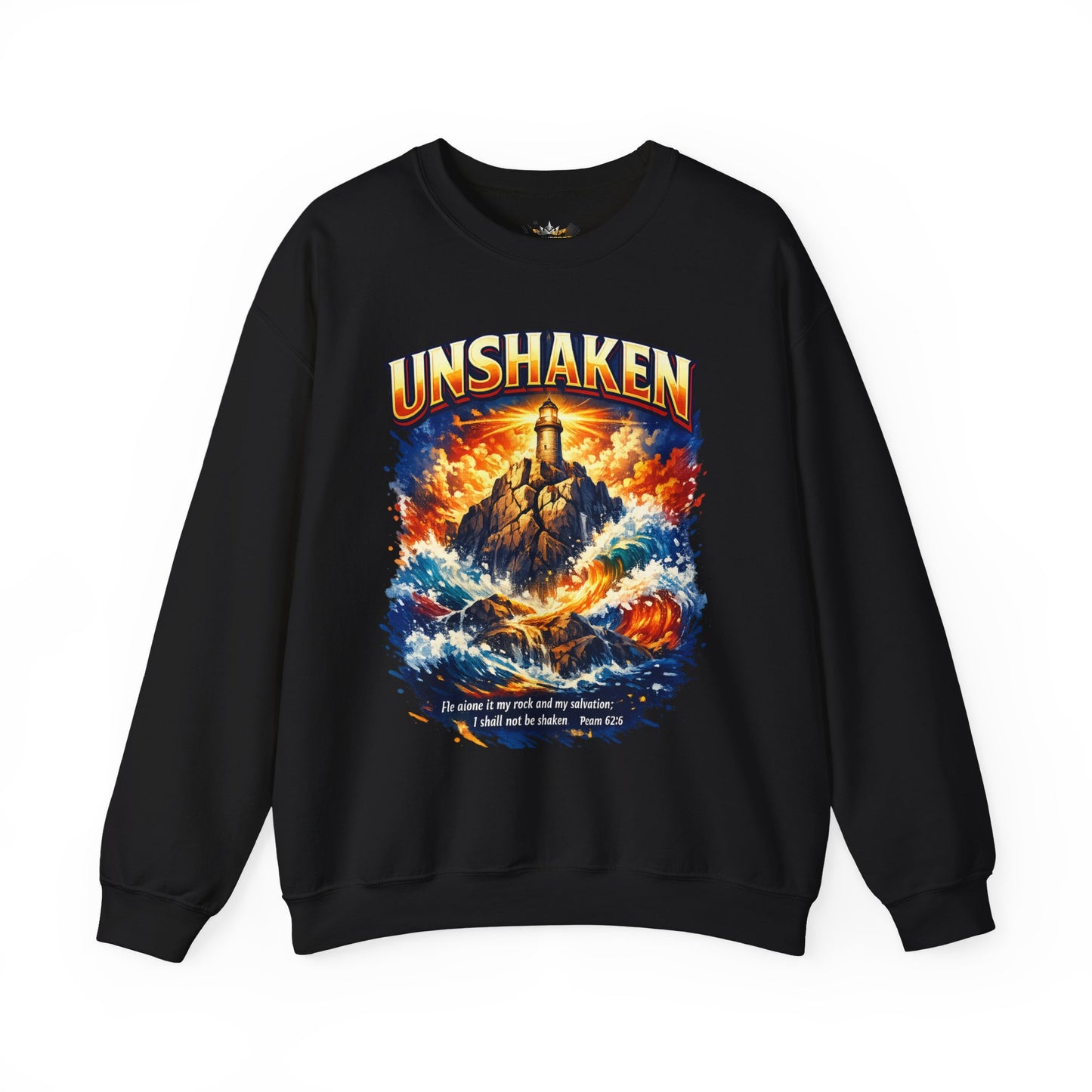 Unshaken Lighthouse Crewneck Sweatshirt — Inspirational Nautical Graphic