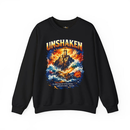 Unshaken Lighthouse Crewneck Sweatshirt — Inspirational Nautical Graphic