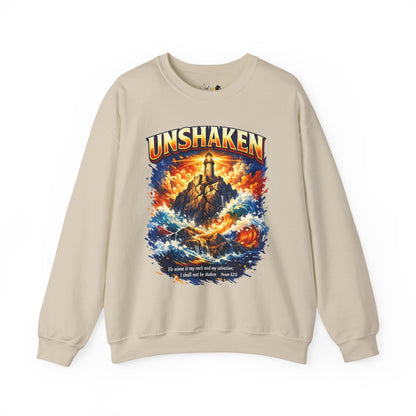 Unshaken Lighthouse Crewneck Sweatshirt — Inspirational Nautical Graphic