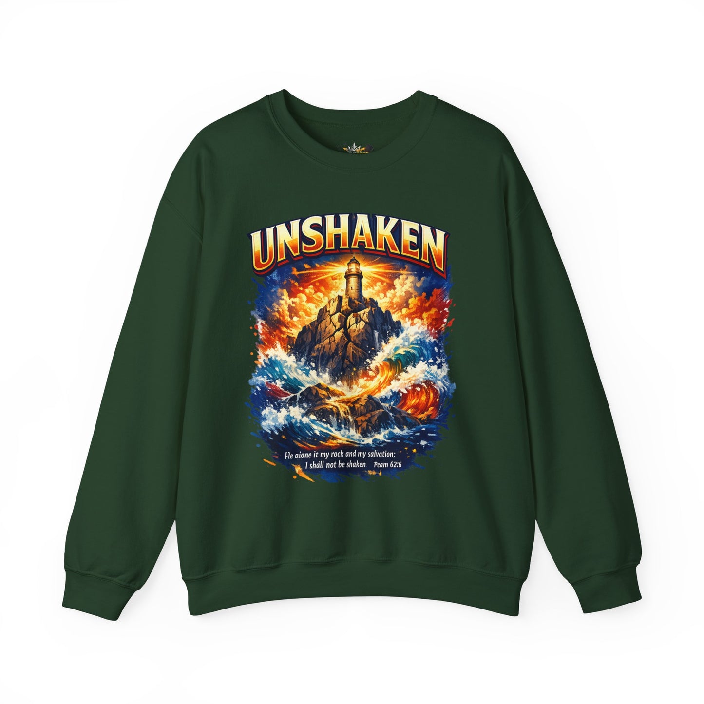 Unshaken Lighthouse Crewneck Sweatshirt — Inspirational Nautical Graphic