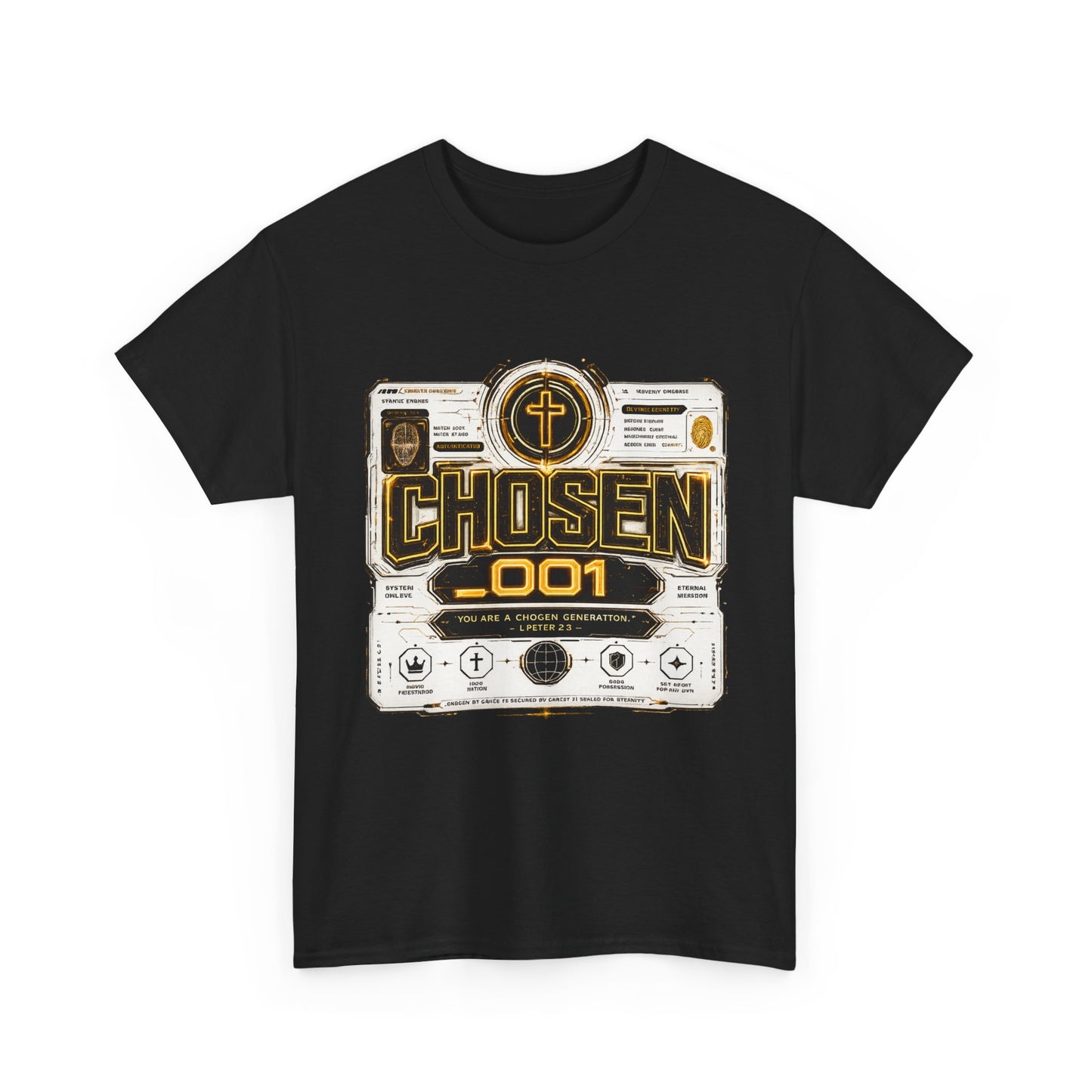 Chosen .001 Graphic Tee — Faith-Inspired Vintage Tech Design