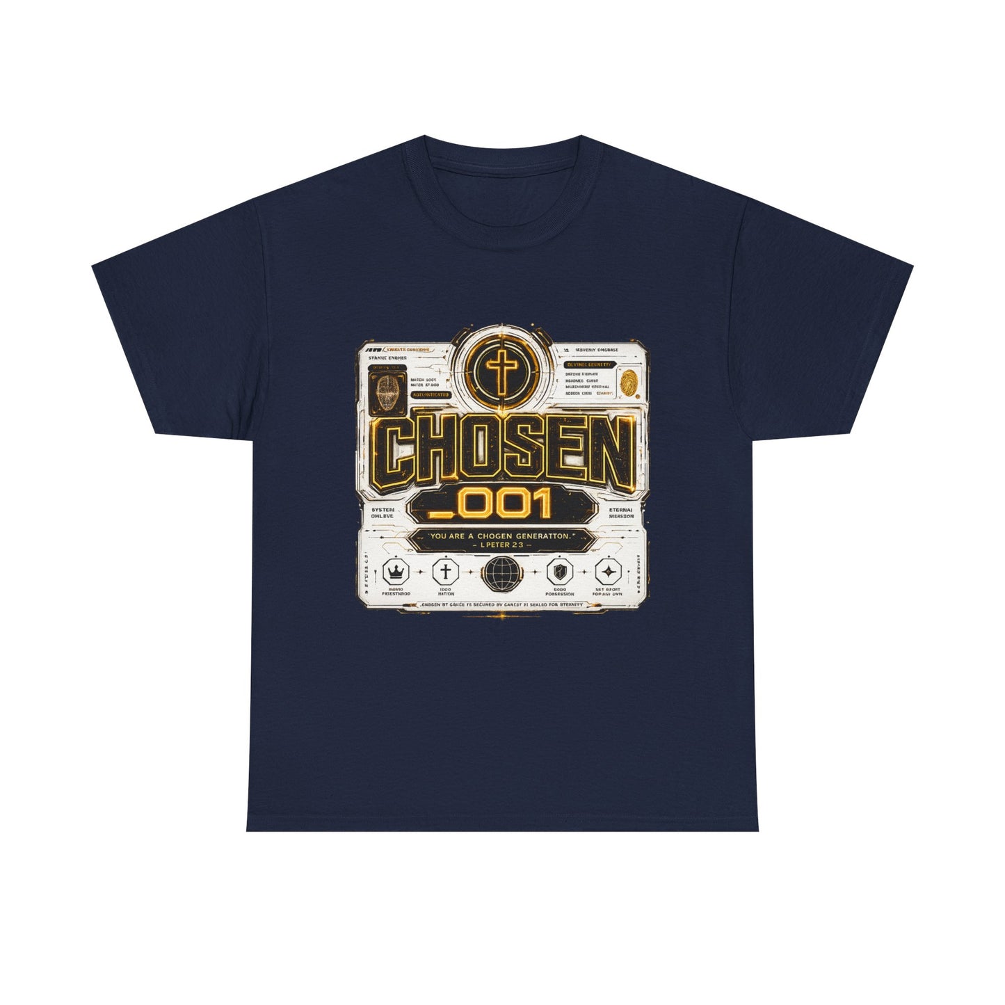 Chosen .001 Graphic Tee — Faith-Inspired Vintage Tech Design