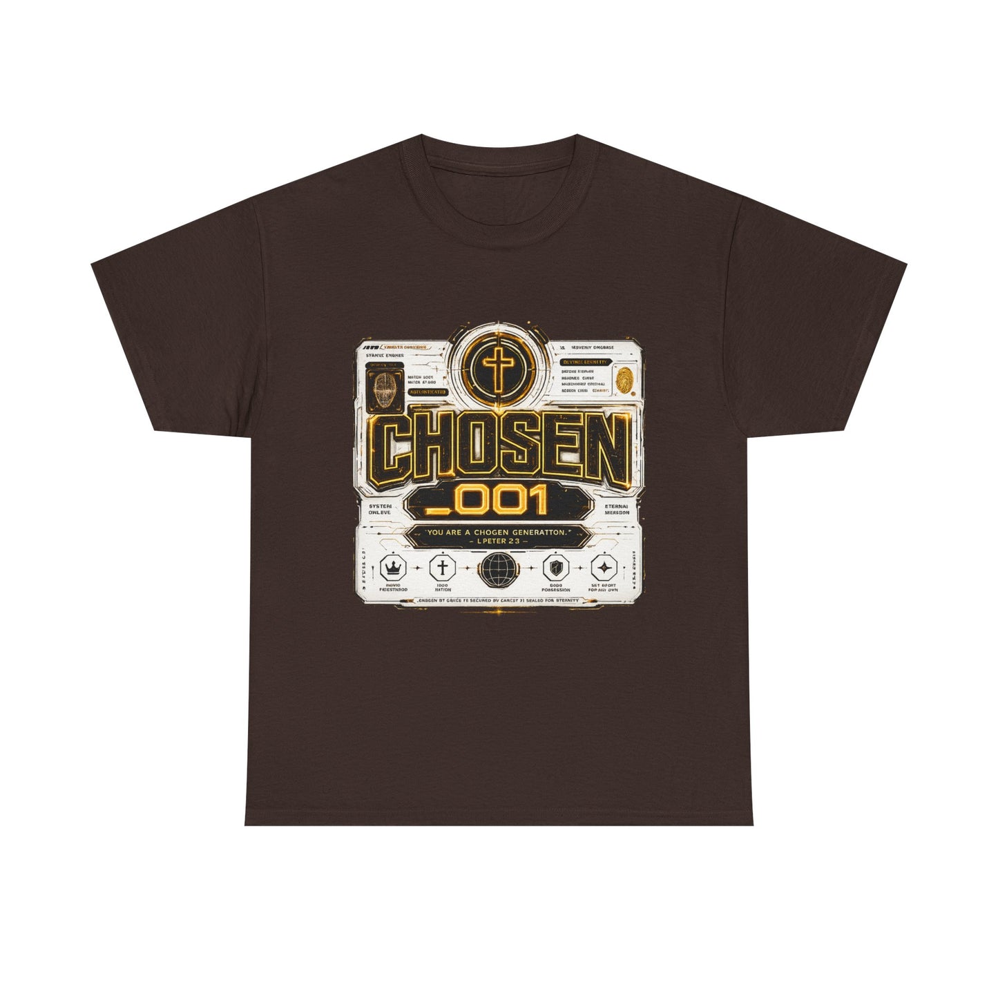 Chosen .001 Graphic Tee — Faith-Inspired Vintage Tech Design