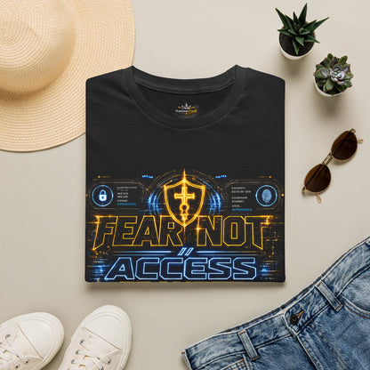 Fear Not Access T-Shirt — Futuristic Guardian Graphic Tee
