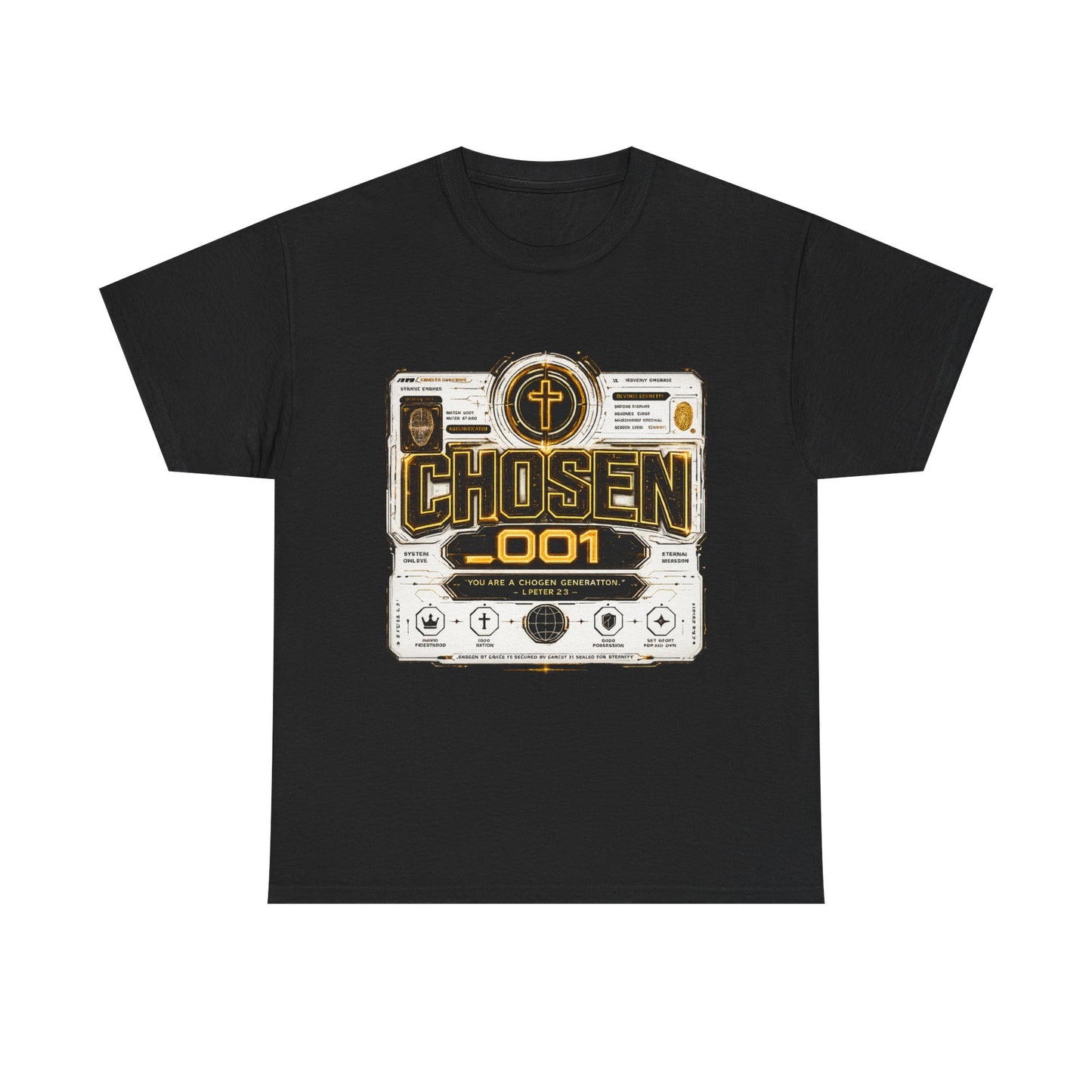 Chosen .001 Graphic Tee — Faith-Inspired Vintage Tech Design