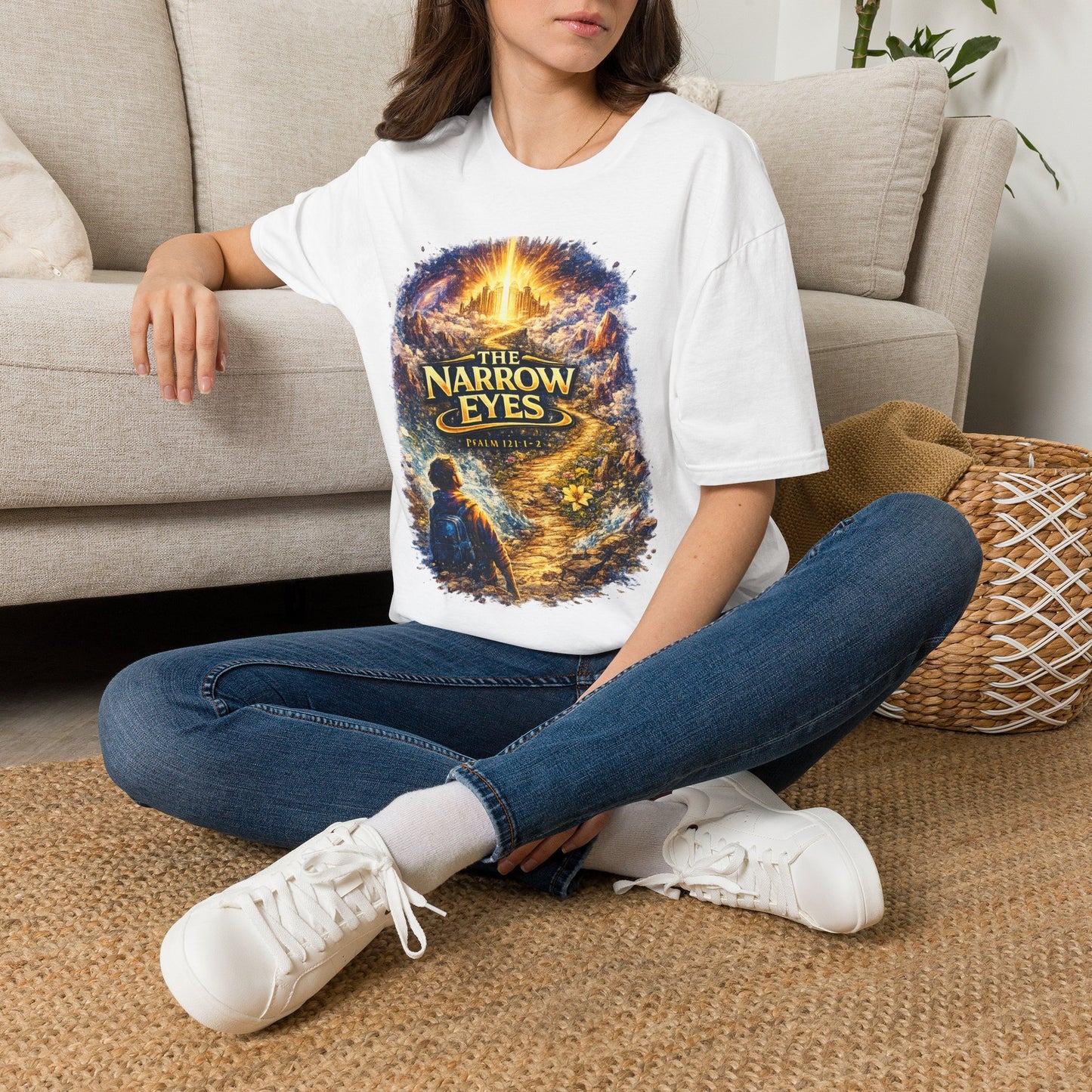 The Narrow Eyes Fantasy T-Shirt — Epic Castle & Mystical Path Graphic Tee