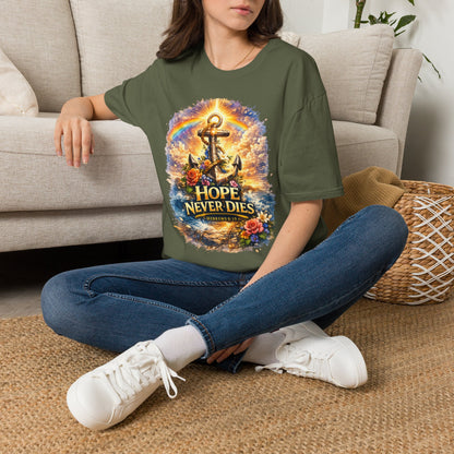 Anchor of Hope T-Shirt — "Hope Never Dies" Spiritual Nautical Tee