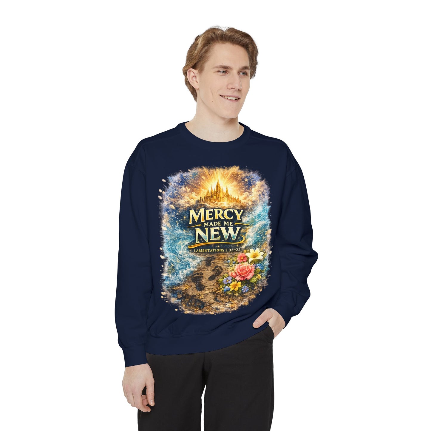 Mercy Made Me New Sweatshirt — Christian Inspirational Crewneck