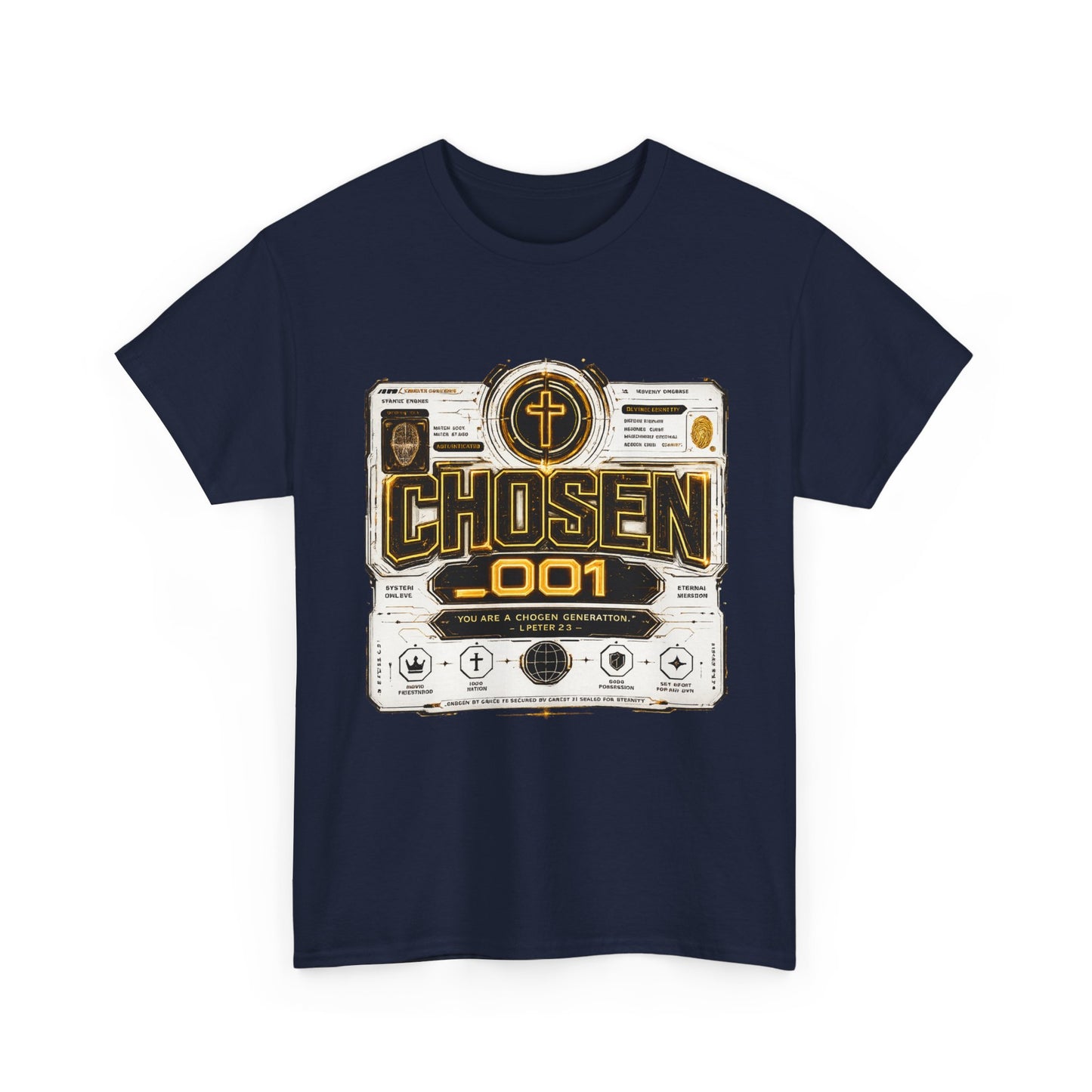 Chosen .001 Graphic Tee — Faith-Inspired Vintage Tech Design