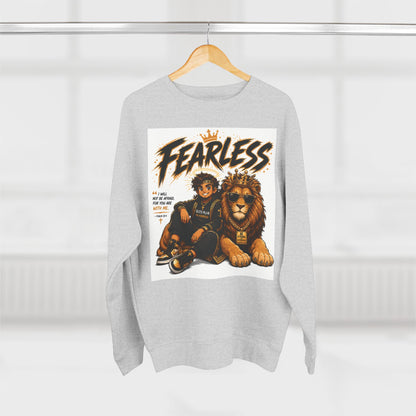Fearless Lion Crewneck Sweatshirt — "Be Strong and Courageous" Inspirational Graphic