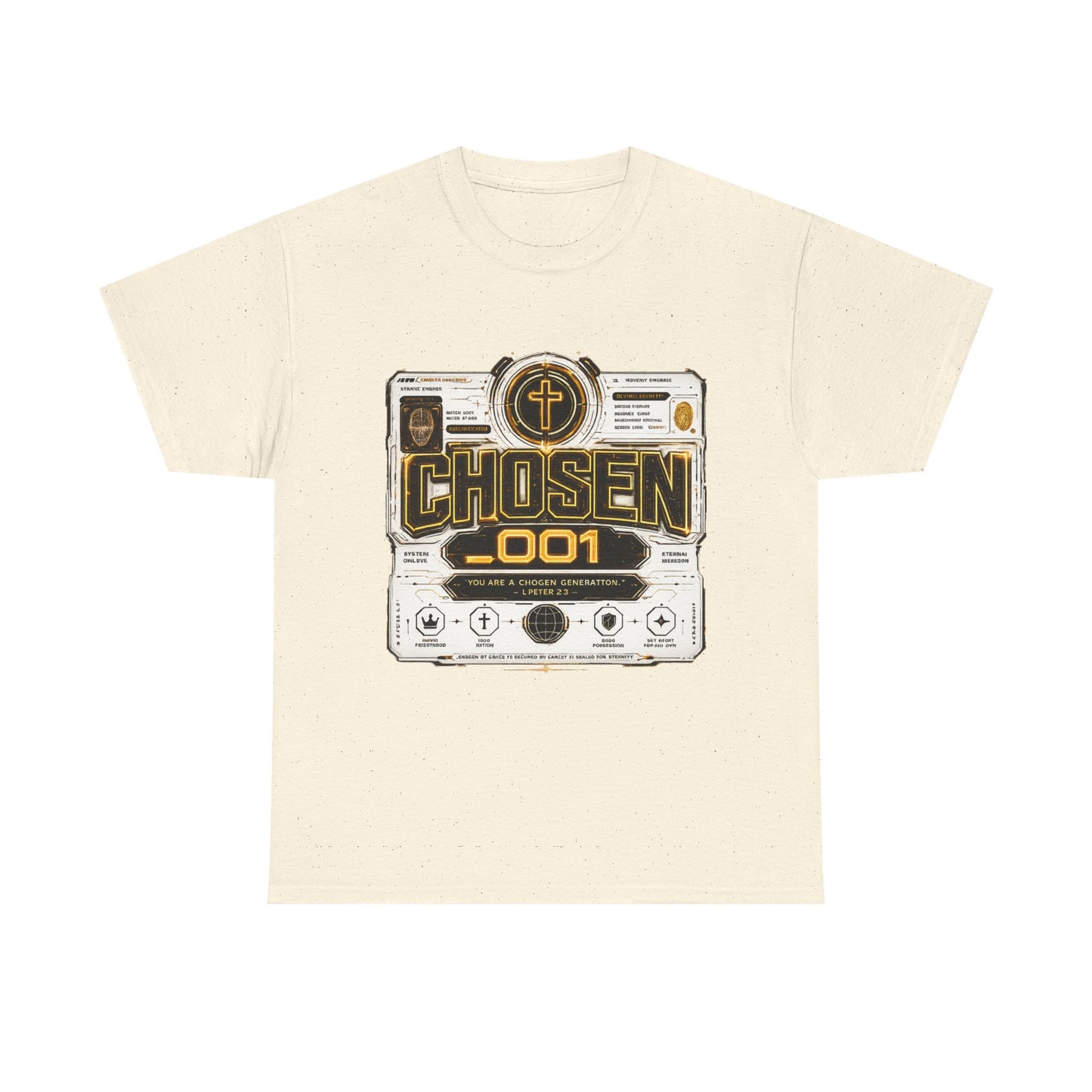 Chosen .001 Graphic Tee — Faith-Inspired Vintage Tech Design