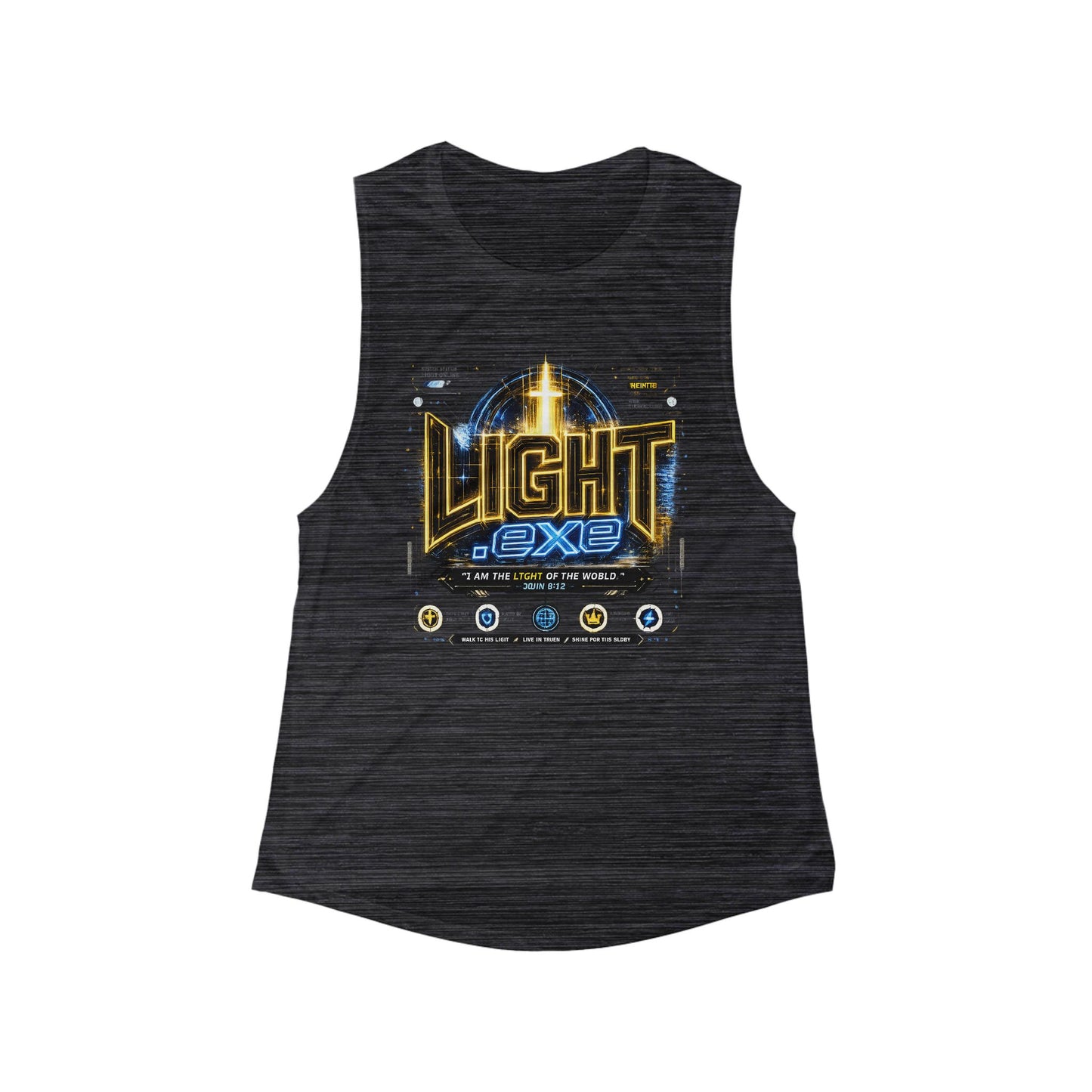 Tank Top — Futuristic Retro Sci‑Fi Fitness Muscle Tank-Light eXe. Graphic