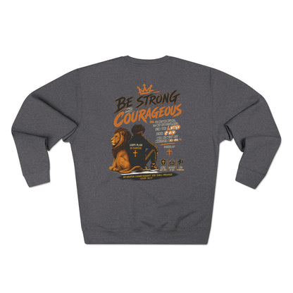 Fearless Lion Crewneck Sweatshirt — "Be Strong and Courageous" Inspirational Graphic