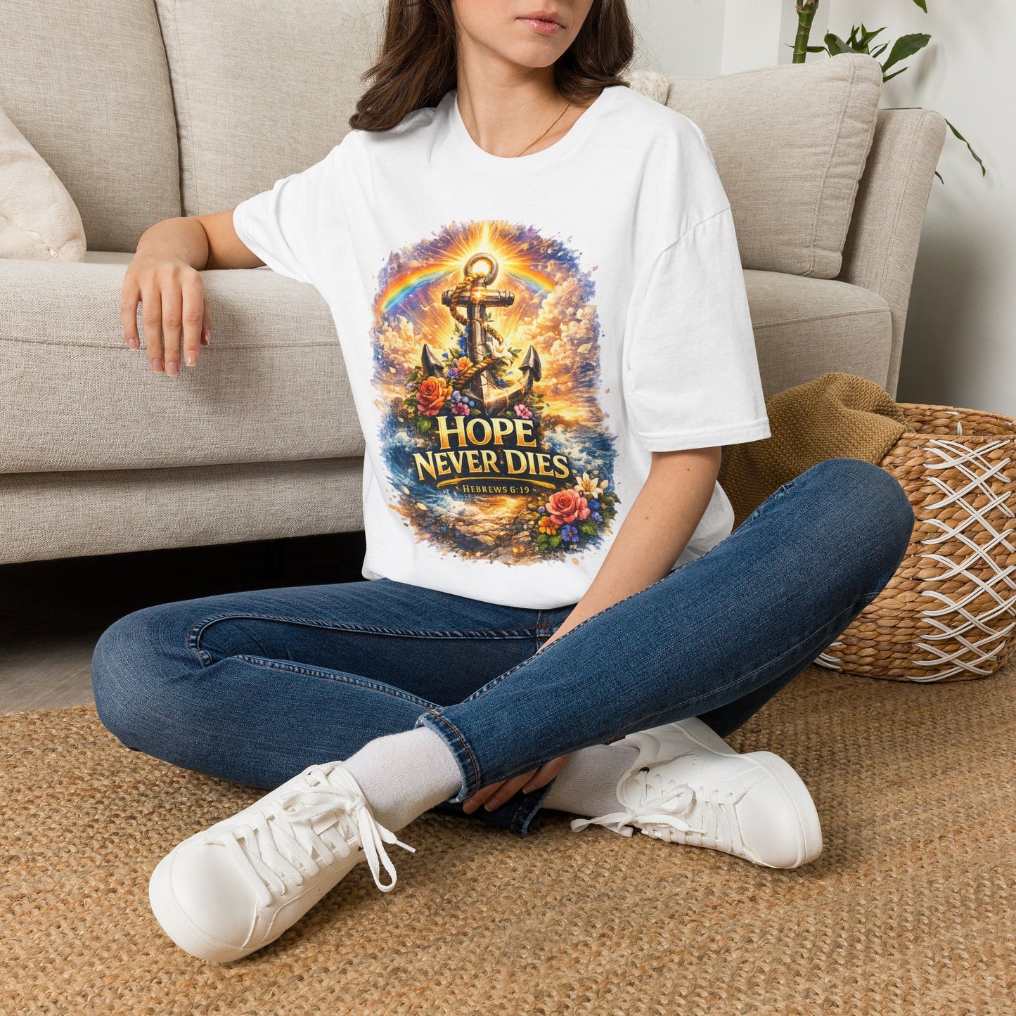 Anchor of Hope T-Shirt — "Hope Never Dies" Spiritual Nautical Tee