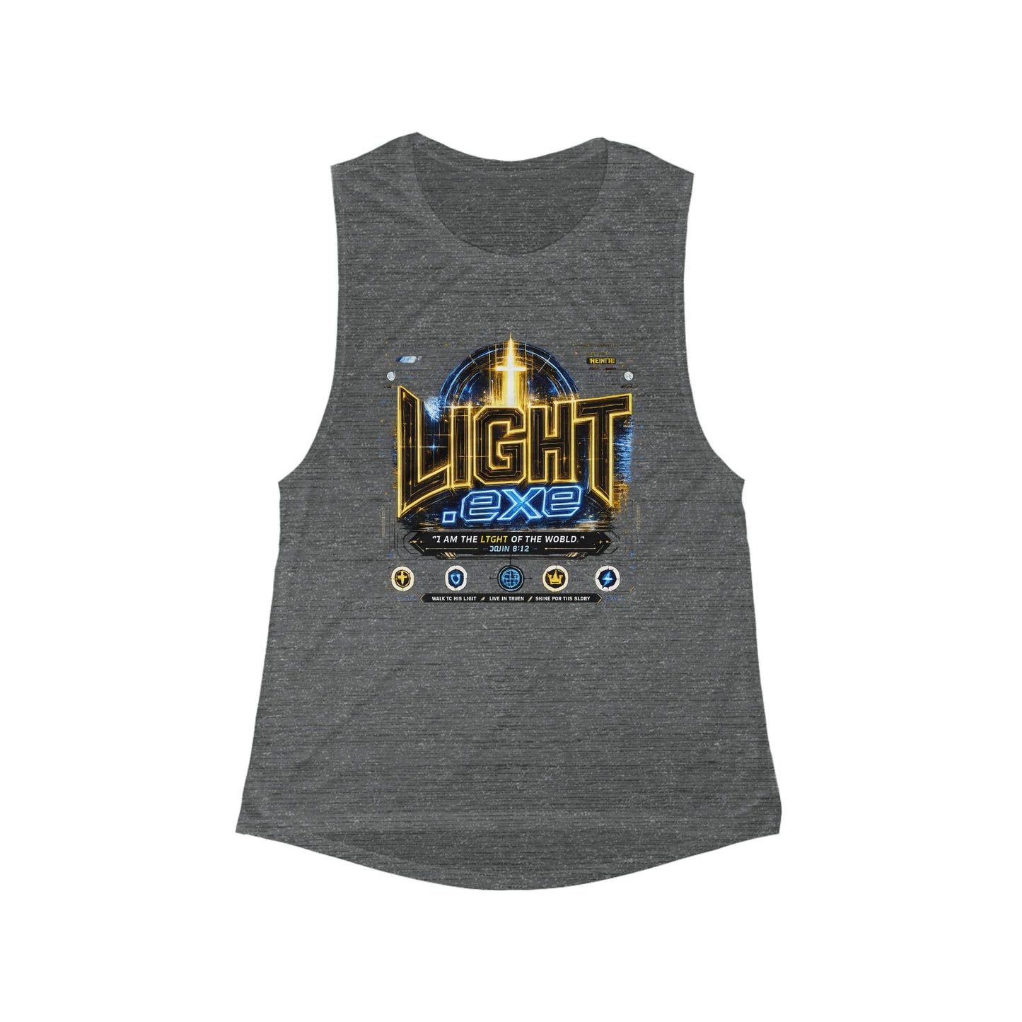 Tank Top — Futuristic Retro Sci‑Fi Fitness Muscle Tank-Light eXe. Graphic